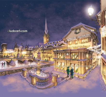 Image Illustration Noël à Zürich